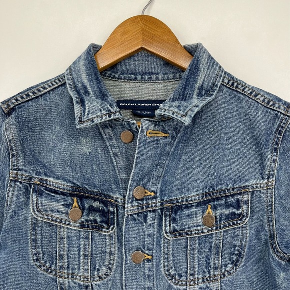 Ralph Lauren Sport Denim Jacket Women's XS Blue Button Closure Trucker Cotton - Picture 4 of 9
